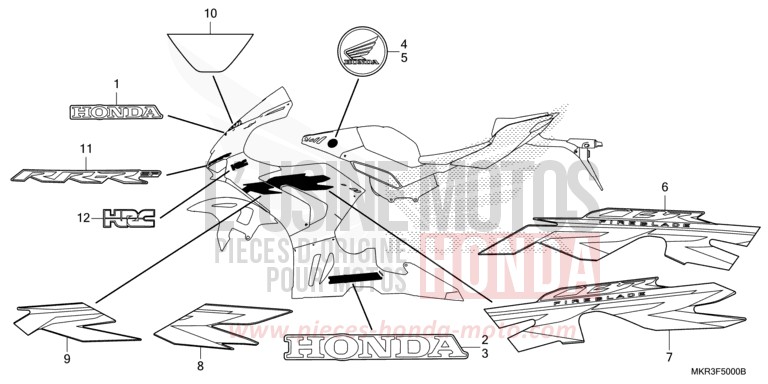 MARQUE/RAYURE (1) de CBR1000RR SP SP1 SP2 MAT PEARL MORION BLACK (NHC33) 2020